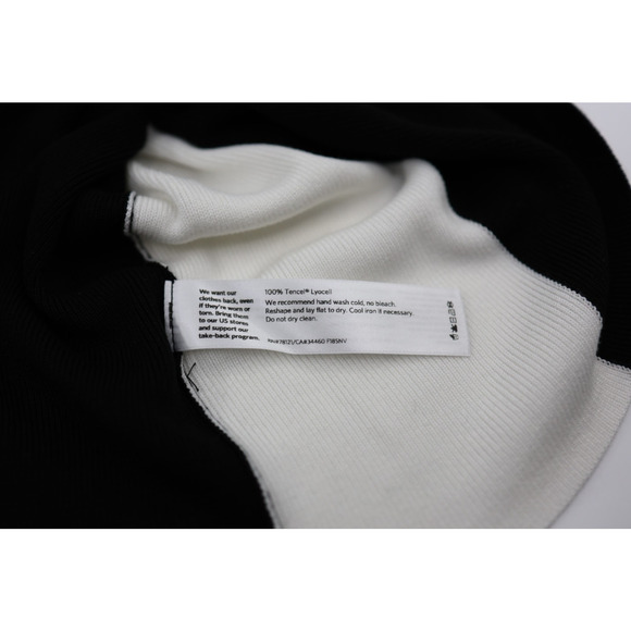 A6 Auth EILEEN FISHER Black/White Sleek Tencel Bateau Neck Top Tunic Size S/P - Picture 6 of 6